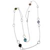 Image 1 : Multi Color CZ, Sterling Silver Necklace, 36"