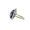 Image 2 : Lapis 15X18mm Semi Precious Stone, Set In Gold Tone Sterling Silver Ring Size 8