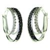 Image 1 : Sterling Silver CZ Blk-White Hoop Earrings