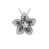 Image 1 : SILVER BLACK / WHITE DIAMOND FLOWER PENDANT (#8522D-WHTBLK)