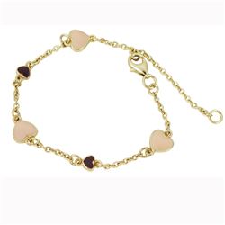 Sterling Silver Enamel Heart Gold Bracelet