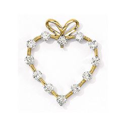 14K Yellow Gold Diamond Heart Pendant With 18" Chain