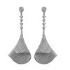 Image 1 : Rhodium Plated Sterling Silver, Upside Down Cone Shape Post Earrings With CZ Pave, 2.36