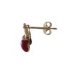 Image 2 : Pink & Red Enamel Cherry Gold Plated Brass Post Earrings 10Mm