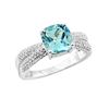 Image 1 : SS SWISS BLUE TOPAZ / DIAMOND RING - Size 7 (#9737SW)