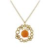 Image 1 : Honey 10Mm Round Semi Precious Stone In Gold Plated Brass Filigree Pendant, 1.08",  On Gold Plated S