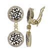 Image 1 : Gold And Black Over Sterling Silver, Double Filigree Circles CZ Clip Earrings, 1.18