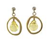 Image 1 : Citrine Semi Precious Stone In Gold Tone Brass Ring Sterling Silver Post Earrings- 1.14"