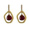 Image 1 : Carnelian Semi Precious Teardrop Stone In Gold Plated Matte Sterling Silver Open Pentagon Shape CZ P