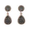 Image 1 : Rose Plated Sterling Silver, 11Mm Round Circle And 13.5X17.5Mm Teardrop, Grey Druzy Natural Stone Wi