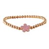 Image 1 : Rose Plated Sterling Silver Ball Stretch Bracelet With Pink Enamel Flower 5