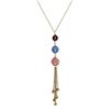 Image 1 : Three Multi Color Graduating Preciosa Beads Tassel Necklace, Gold Plated Brass Chain, 16