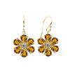 Image 1 : GOLDPLATED CITRINE / DIAMOND FLOWER FISHHOOK E (#7907SPC)