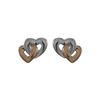 Image 1 : Sterling Silver Two Tone Rose Gold Plated Heart Post Earrings