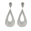 Image 1 : Sterling Silver Teardrop Post Earrings, White Czs Pave, 53Mm Long