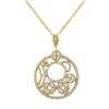 Image 1 : Gold Tone Sterling Silver Pendant. Filigree Circle With CZ- 42M