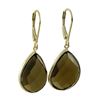 Image 1 : Smoky Quartz Semi Precious Faceted Stone On Gold Plated Sterling Silver Lever Back Earrings, 1.44&Qu