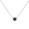 Image 1 : Rhodium Plated Sterling Silver, 11Mm Round Circle, 8Mm Grey Druzy Natural Stone With CZ Border, Neck