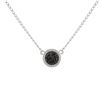 Image 2 : Rhodium Plated Sterling Silver, 11Mm Round Circle, 8Mm Grey Druzy Natural Stone With CZ Border, Neck