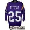 Image 1 : Y.A. Tittle Signed LSU Tigers TB Purple Custom Jersey 3/4 Sleeve- JSA Hologram