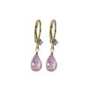 Image 1 : Pink 6X9 Teardrop CZ On Gold Tone Brass Lever Back With Crystal Earrings- 1.08