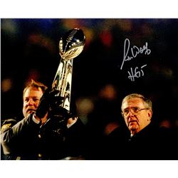 Ron Wolf Signed Green Bay Packers Holding Lombardi Trophy 8X10 Photo W/HF'15