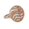 Image 1 : Rose Over Sterling Silver Ring, 20Mm Circle With Wave Design Covered In White Czs, Size 8