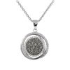Image 1 : Rhodium Plated Sterling Silver, Grey Druzy Round Pendant With CZ Dimensions: 27.5Mm Long X 20.9Mm Wi