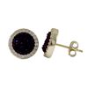 Image 1 : Gold Plated Sterling Silver, 11Mm Round Circle, Wine 8Mm Druzy Natural Stone With CZ Border, Post St