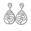 Image 1 : Rhodium Plated Sterling Silver, Filigree Teardrop CZ Post Earrings, 1.69"