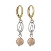 Image 1 : Rose Plated 8Mm Etched Ball Dangling, Tri Color Brass Huggie Earrings, 1.65