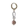 Image 2 : Rose Plated 8Mm Etched Ball Dangling, Tri Color Brass Huggie Earrings, 1.65