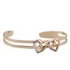 Image 2 : Gold Colored Brass Bangle, Necklace, Ring & Earing Set With Tri Color Heart