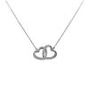 Image 1 : Rhodium Plated Sterling Silver, AAA CZ Interlocking 10X10mm Hearts, Necklace, 17" 1"