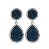Image 1 : Rhodium Plated Sterling Silver, 11Mm Round Circle And 13.5X17.5Mm Teardrop, Blue Druzy Natural Stone
