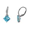 Image 1 : SS SWISS BLUE TOPAZ / DIAMOND LEVERBK EARRINGS (#10167SW)