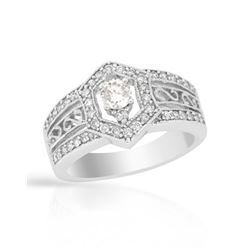 Antique-Style Round Diamond Fashion Ring In 14K White Gold | 283032
