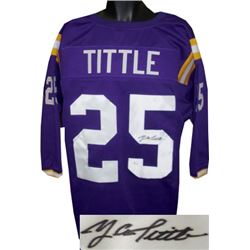 Y.A. Tittle Signed LSU Tigers TB Purple Custom Jersey 3/4 Sleeve- JSA Hologram