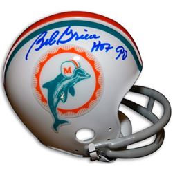 Bob Griese Signed Miami Dolphins 2Bar Throwback Mini Helmet HOF 90