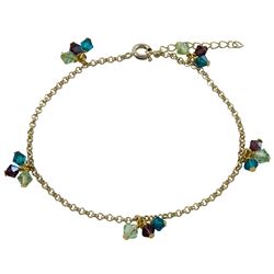 Apple Green Combination 4Mm Swarovski Beads On Gold Plated Brass Chain Bracelet, 5" 1"