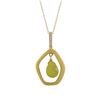 Image 1 : Olive Jade Semi Precious Teardrop Stone In Gold Plated Matte Sterling Silver Open Pentagon Shape CZ 