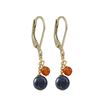 Image 1 : 6Mm Sodalite(Blue) And 4Mm Carnelian Semi Precious Balls On Gold Plated Sterling Silver Lever Back E