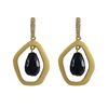 Lapis Semi Precious Teardrop Stone In Gold Plated Matte Sterling Silver Open Pentagon Shape CZ Post 