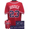 Dave Justice Signed Atlanta Braves Red Prostyle Jersey 95 WS Champs XL- JSA Hologram