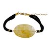 Image 1 : Citrine Semi Precious Stone On Black Suede Chain Bracelet, 7" 1"