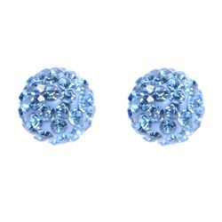 Sterling Silver Blue Crystal 8Mm Post Earrings