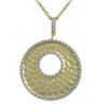 Rhodium And Matte Gold Plating Over Sterling Silver, White CZ, Hammered 32Mm Circle Pendant Dimensio