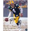 Brett Favre Signed Green Bay Packers 8X10 Photo #4 (Black Sig-Green Jersey Snow)- Favre Hologram