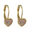 Light Pink Enamel Heart On Gold Tone Brass Wire Earring-0.63