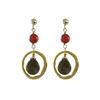 Image 1 : Labradorite(Grey) Semi Precious Stone In Gold Tone Brass Ring Sterling Silver Post Earrings -1.5